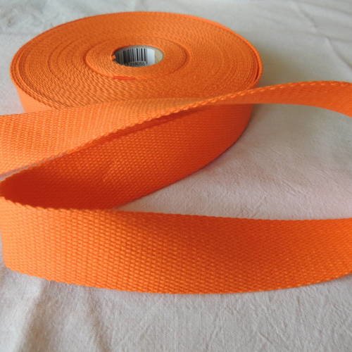 Sangle bagagère coton couleur orange largeur 30 mm 