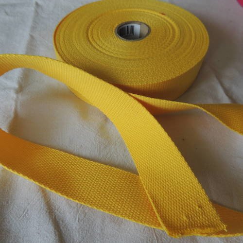 Sangle bagagère coton couleur jaune largeur 30 mm 