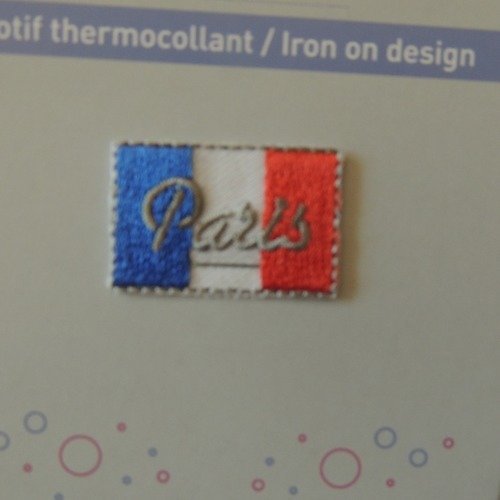 Ecusson thermocollant drapeau français ecriture "paris"
