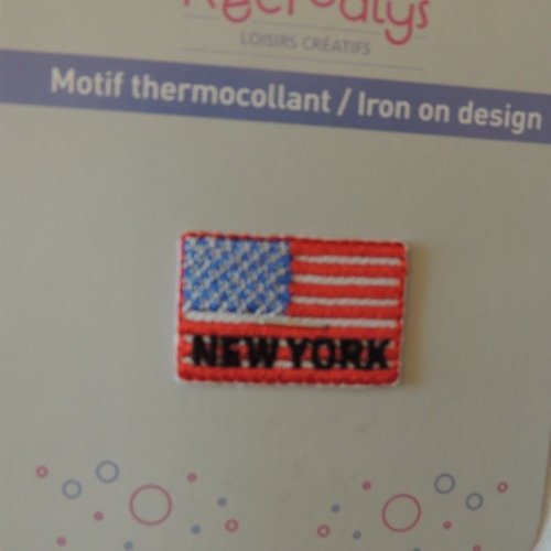 Ecusson thermocollant drapeau américain ecriture "new york"