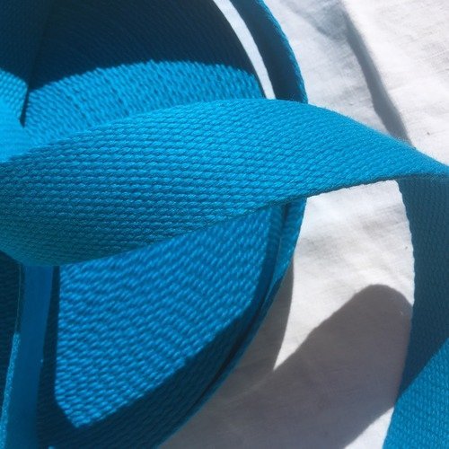 Sangle bagagère, coton, couleur bleu turquoise, largeur 3 cm