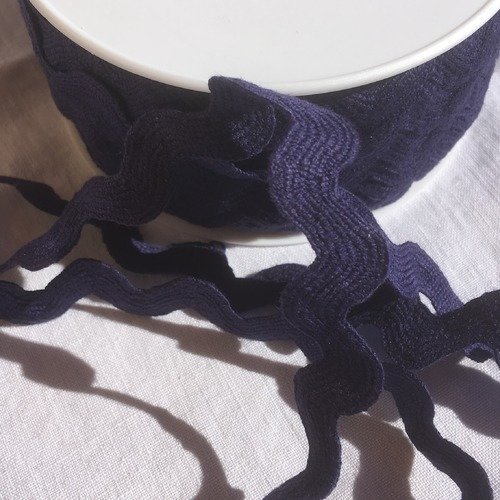 Ruban croquet serpentine, coton, couleur bleu marine, largeur 18 mm