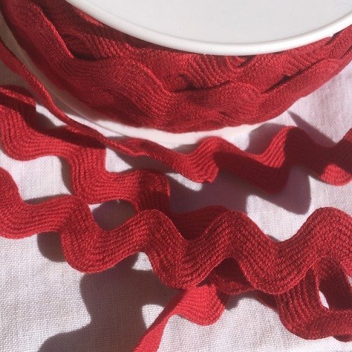 Ruban croquet serpentine, coton, couleur rouge, largeur 18 mm