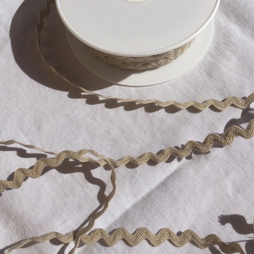 Ruban croquet serpentine, coton, largeur 11 mm, couleur beige