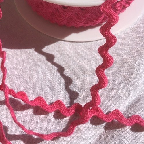 Ruban croquet serpentine, coton, couleur rose fuschia, largeur 11 mm