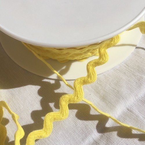 Ruban croquet serpentine, coton, couleur jaune, largeur 11 mm