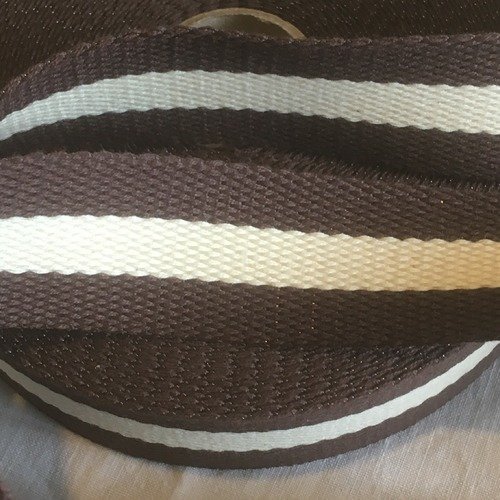 Sangle bagagère, coton, couleur marron/ecru/marron, largeur 3 cm