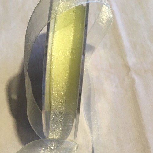 Ruban voile d'organza, couleur jaune clair, largeur 16 mm