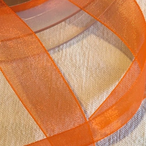 Ruban voile d'organza, couleur orange, largeur 16 mm