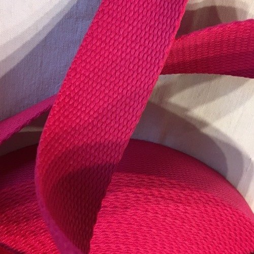 Sangle bagagère, coton, couleur rose fuschia, largeur 30 mm