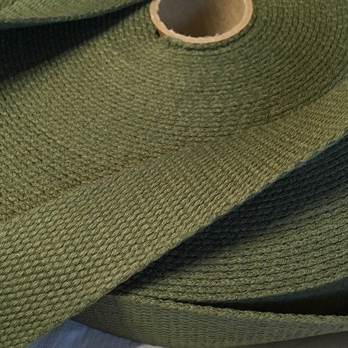 Sangle bagagère, coton, couleur vert kaki, largeur 30 mm