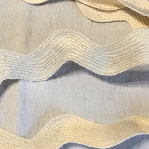 Ruban croquet serpentine, coton, couleur ecru, largeur 35 mm
