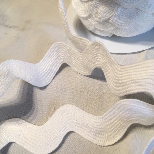 Ruban croquet serpentine, coton, couleur blanc, largeur 35 mm