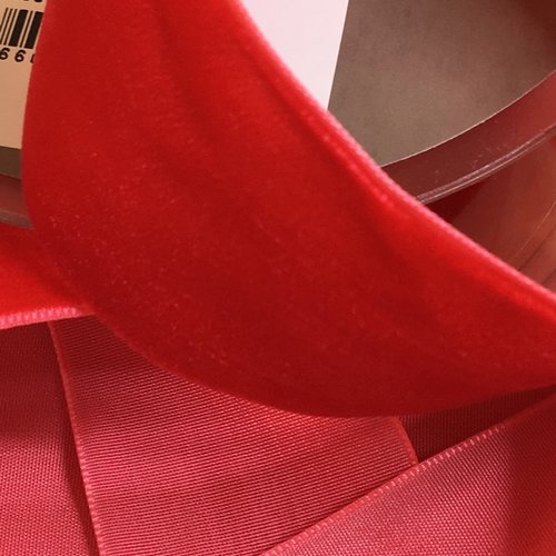 Ruban de velours couleur rouge coquelicot largeur 38 mm