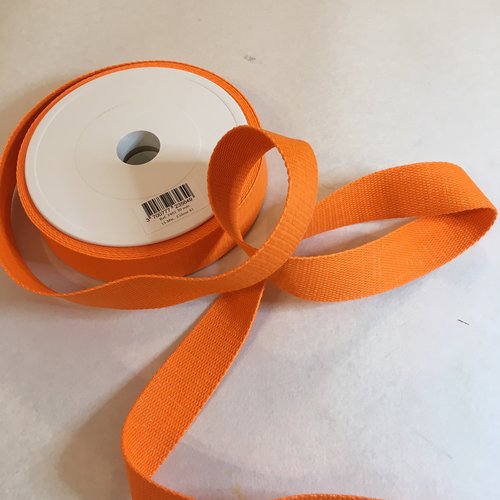 Sangle bagagère, coton, couleur orange à paillettes or, largeur 30 mm