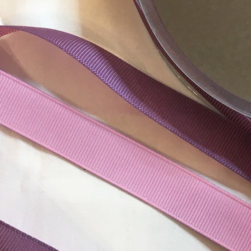 Ruban gros grain bicolore violet clair largeur 16 mm