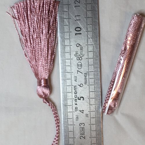 Pompon à fil rayonne longueur 7 cm couleur rose
