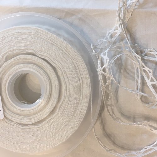 Galon dentelle coton couleur blanc largeur 12 mm 