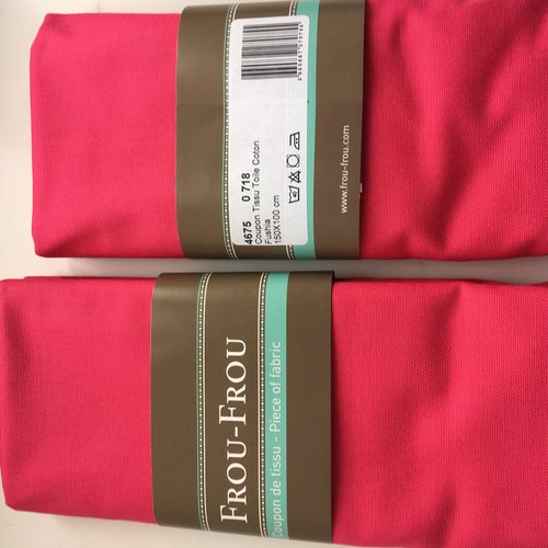 Coupon de tissu toile coton couleur rose fuschia
