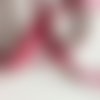 Ruban de satin double face bicolore surpiqué couleur rose framboise largeur 10 mm 