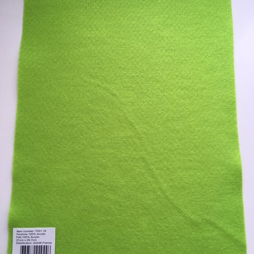 Feutrine, feuille a4, couleur vert fluo