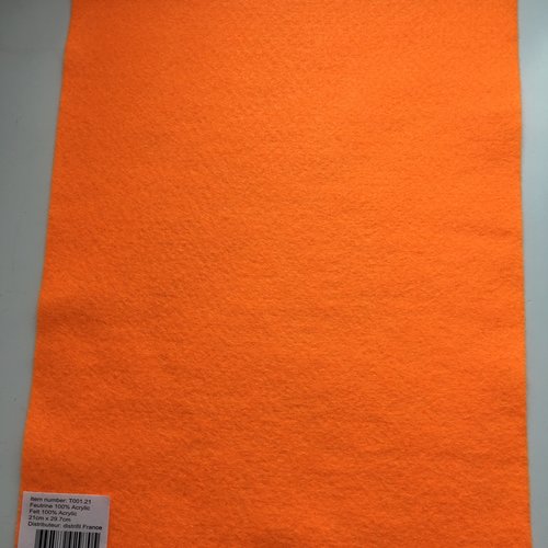 Feutrine, feuille a4, couleur orange fluo