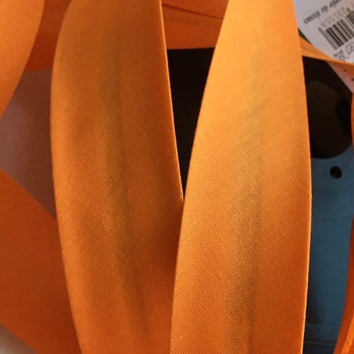 Biais uni replié polycoton couleur orange largeur 30 mm 
