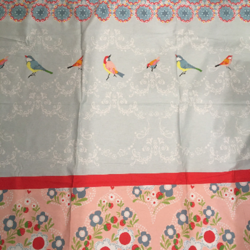 Tissu coton motif oiseaux et fleurs