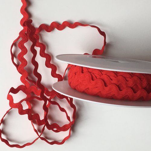 Ruban croquet serpentine, toutextile, couleur rouge, largeur 13 mm