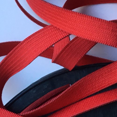 Ruban élastique, maille, couleur rouge, largeur 10 mm