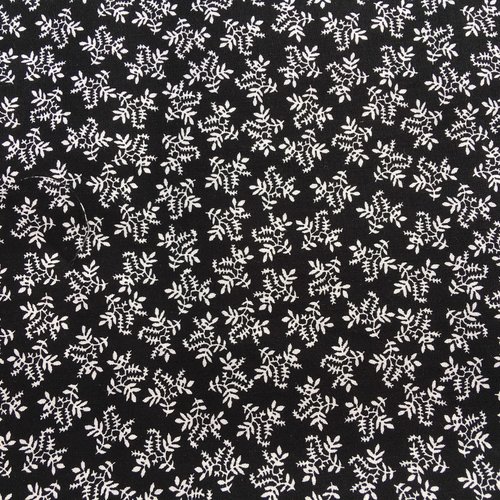 Coupon de tissu coton fond noir motif fleurs (mt40)