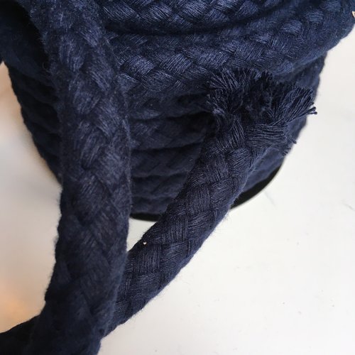 Cordon de sac, coton, bleu marine, largeur 15 mm