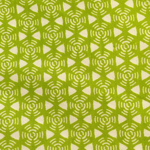 Coupon de tissu coton fond blanc motif graphique vert (mt67)