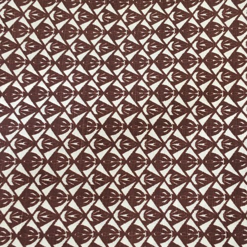 Coupon de tissu coton fond blanc motif graphique marron (mt71)