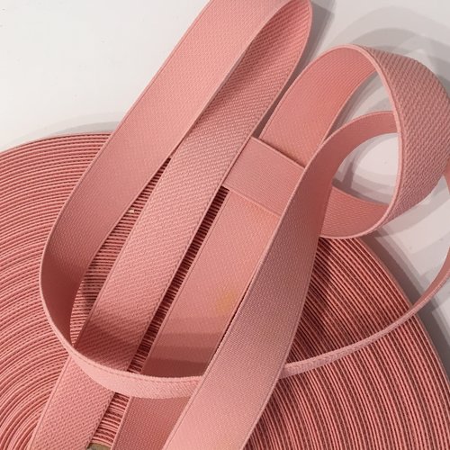 Ruban élastique fantaisie, tissé, couleur rose, largeur 25 mm