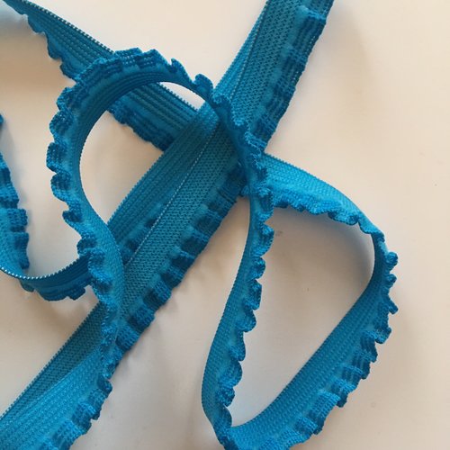 Ruban élastique fronce, couleur bleu turquoise, largeur 12 mm