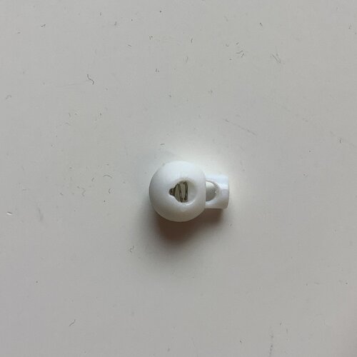 Arrêt cordon, boule, diamètre 18 mm, couleur blanc, trou de 5 mm