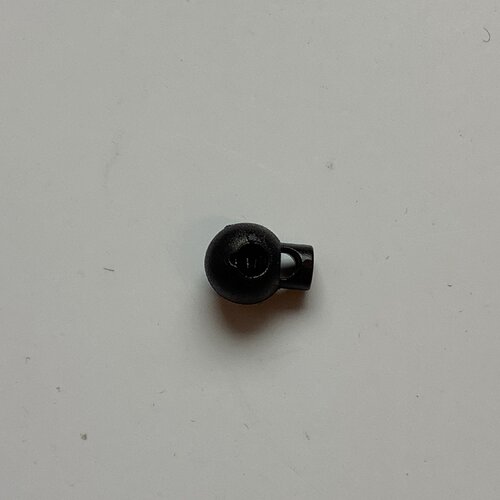 Arrêt cordon, boule, diamètre 18 mm, couleur noir, trou de 5 mm