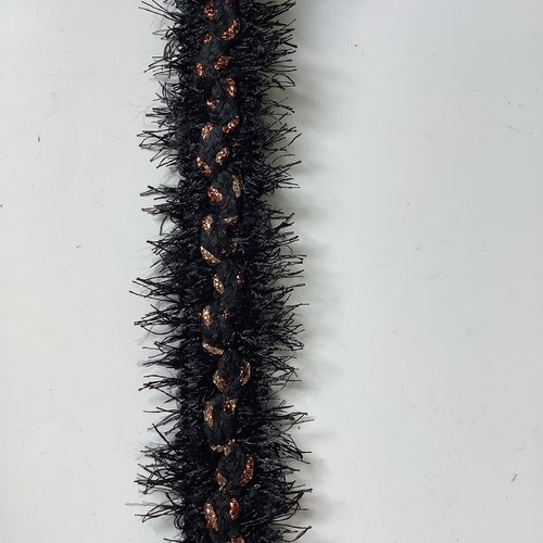 Tresse lurex cuivre, coloris noir, largeur 20 mm