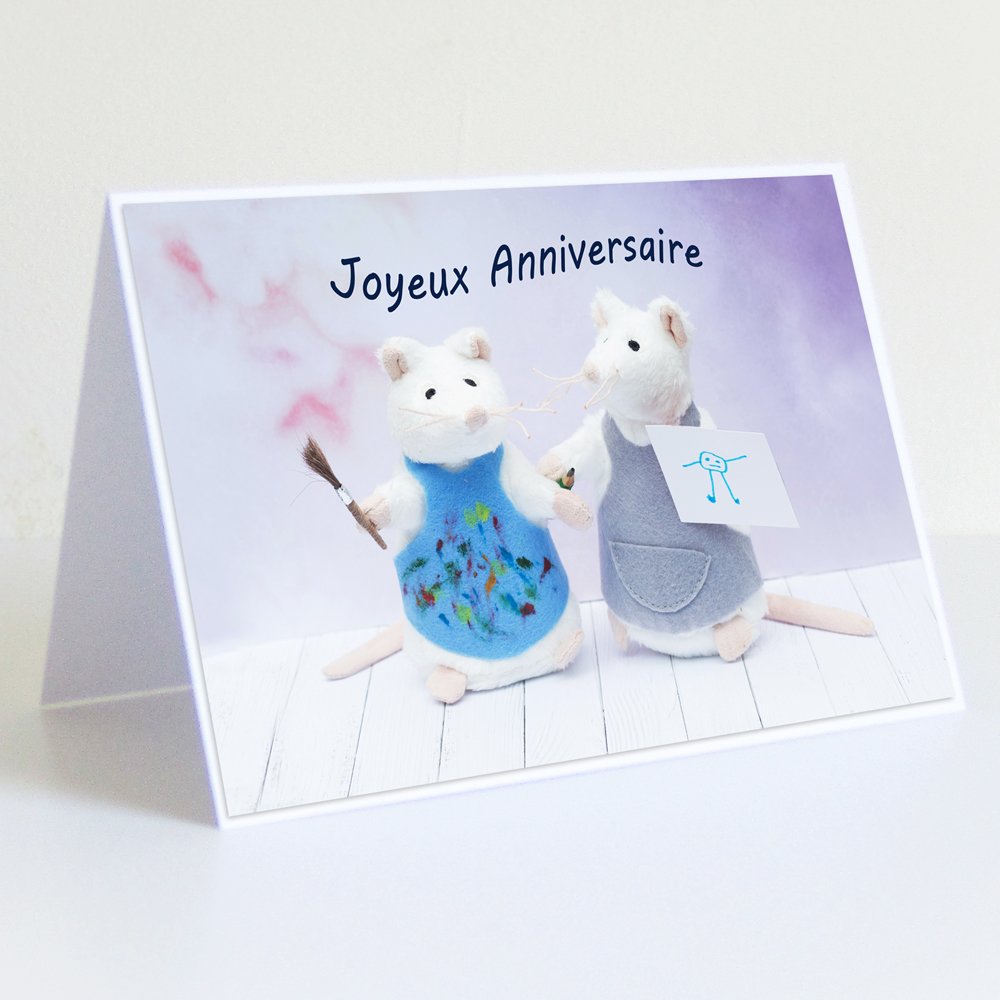 Carte Anniversaire Petites Souris En Peluche Un Grand Marche