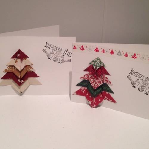 2 Cartes De Noel Origami Motif Sapin De Noel Un Grand Marche