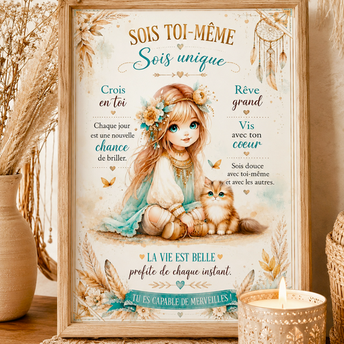 Affiche positive sois toi-même, sois unique – décoration murale