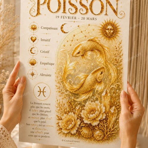 Affiche astrologique poisson à télécharger – décoration signe du zodiaque a4