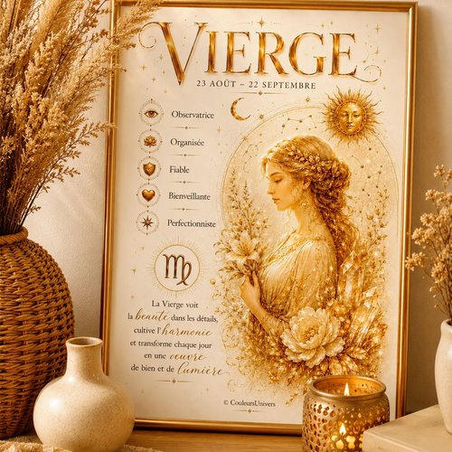 Affiche astrologique vierge a4 à télécharger – décoration élégante