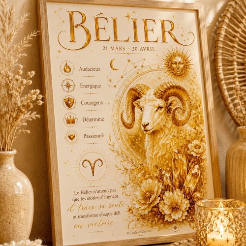 Affiche astrologique bélier a4 à télécharger – décoration zodiaque