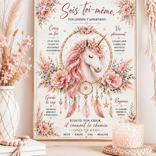 Affiche inspirante « sois toi-même » – décoration positive à télécharger (pdf a4)