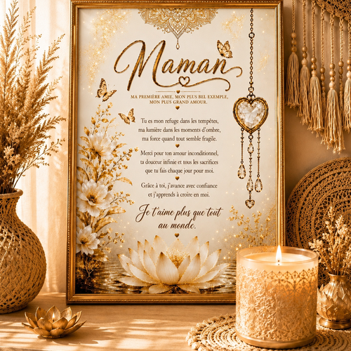 Affiche a4 "maman" – poème d'amour et de remerciement - décoration murale - cadeau pour maman