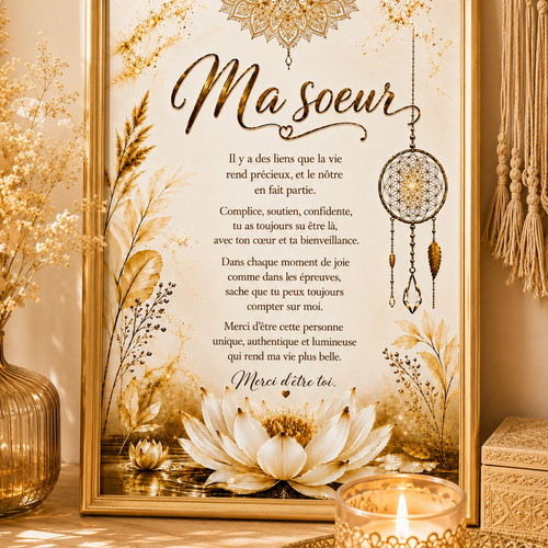 Affiche a4 "ma sœur" – poème émouvant et décoration murale - cadeau original pour une sœur