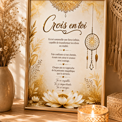Affiche a4 "crois en toi" – citation inspirante et décoration murale bohème - cadeau motivation