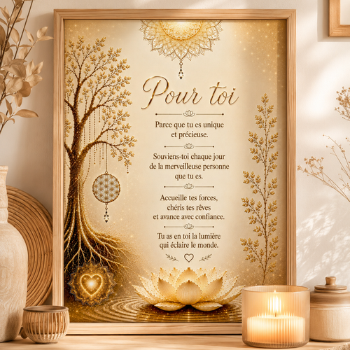 Affiche a4 "pour toi" – message de gratitude et arbre de vie doré - décoration murale inspirante